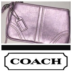 Authentic Coach Metallic Pink/Lavender Wristlet