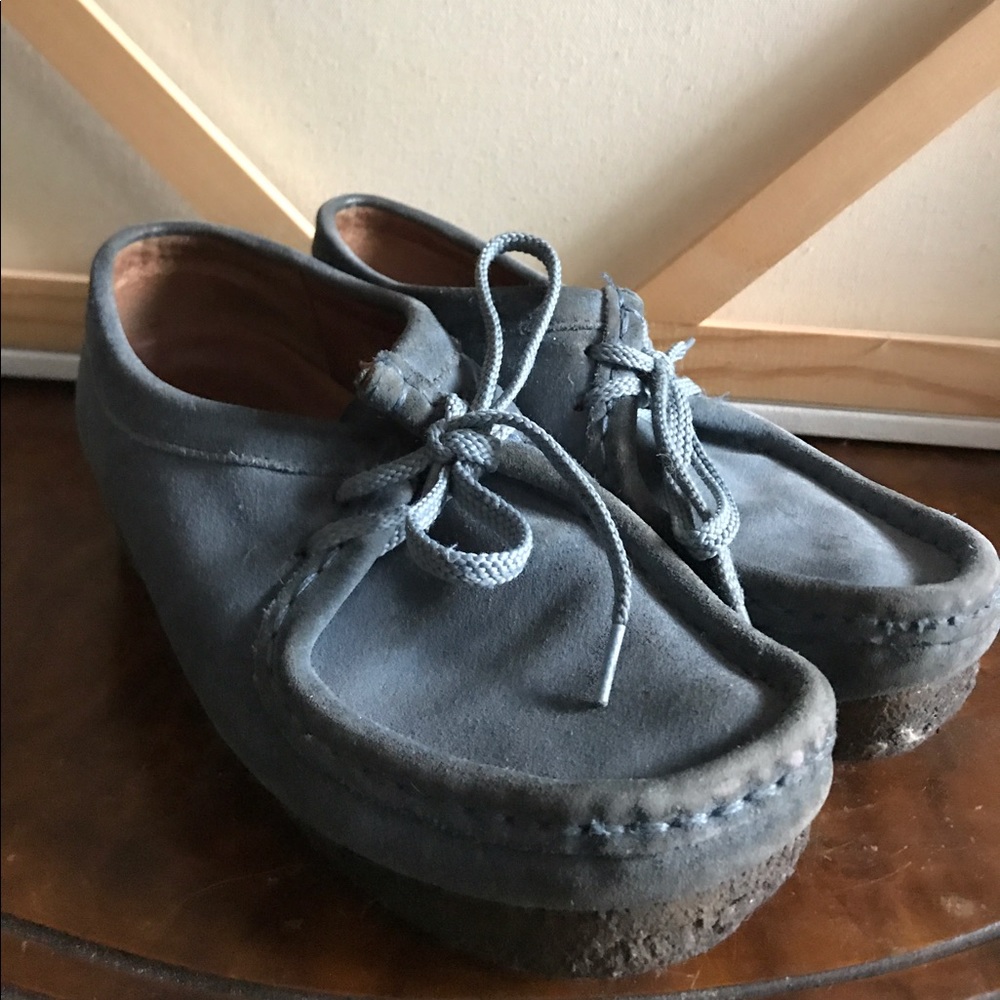 Blue Clarks Wallabees