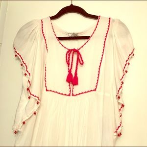 Beaded White Peasant Blouse from Forever 21 NWOT