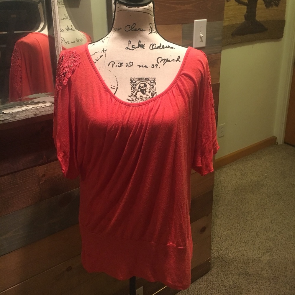 By & By adorable orange XL blouse with lace accent
