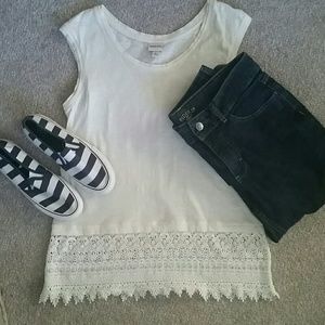 Cream cotton top sleeveless *New