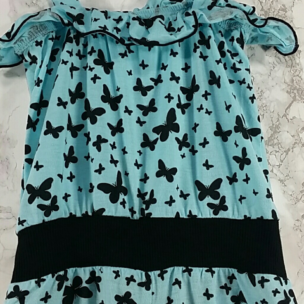 SALE***Blue butterflies Romper. Kids :0 - Picture 2 of 4