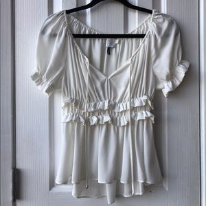 Ruffle Blouse with Tie-Neck