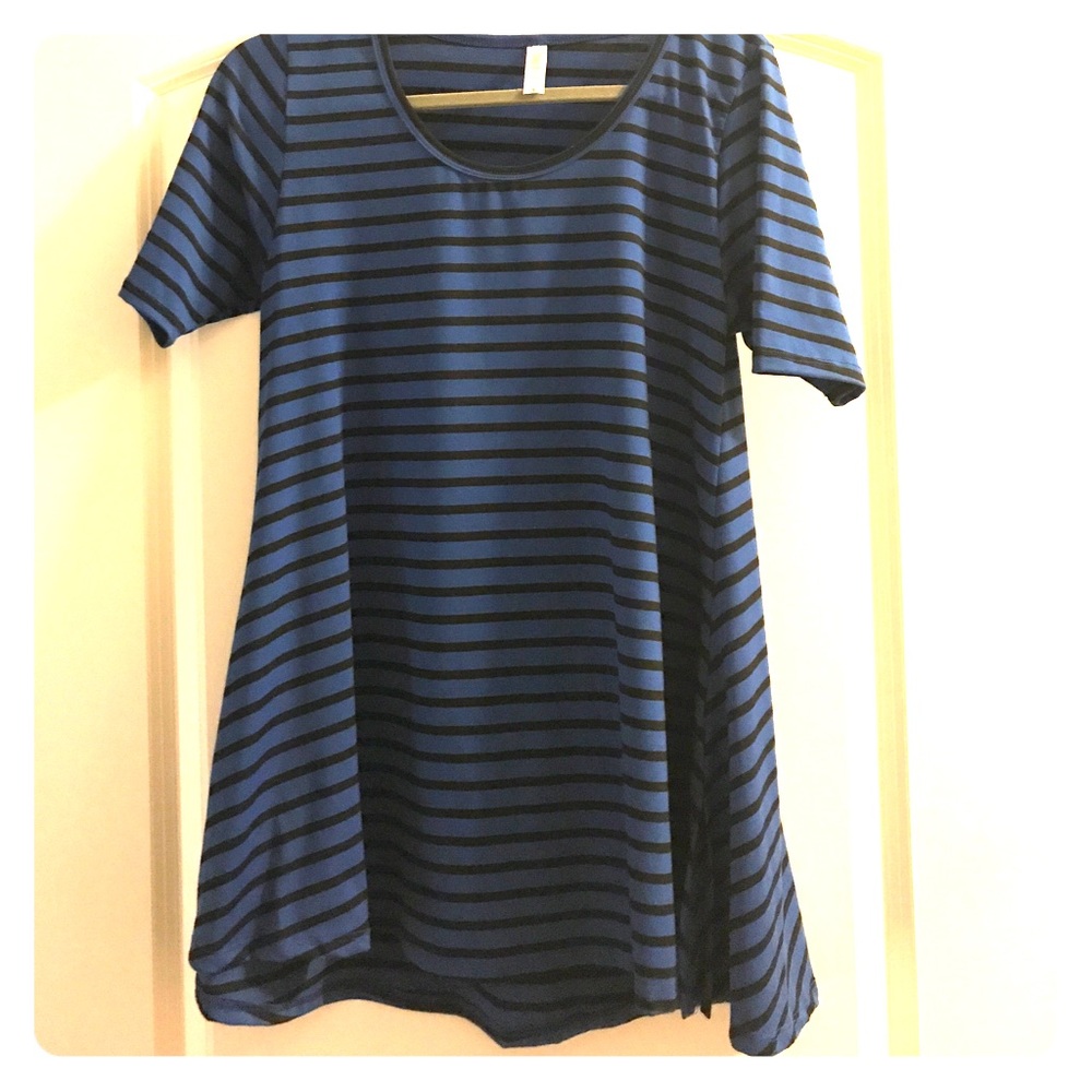 Lularoe blue and black striped classic tee