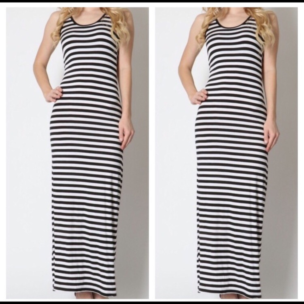 NWOT Black & White Striped Maxi Dress