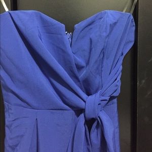 Long blue strapless dressy slip pant jumpsuit