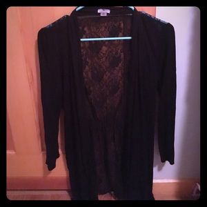 Black open cardigan