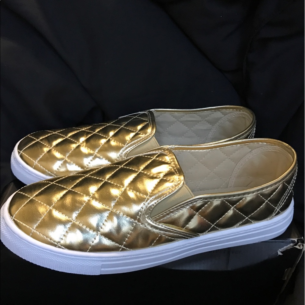 qupid gold slip ons