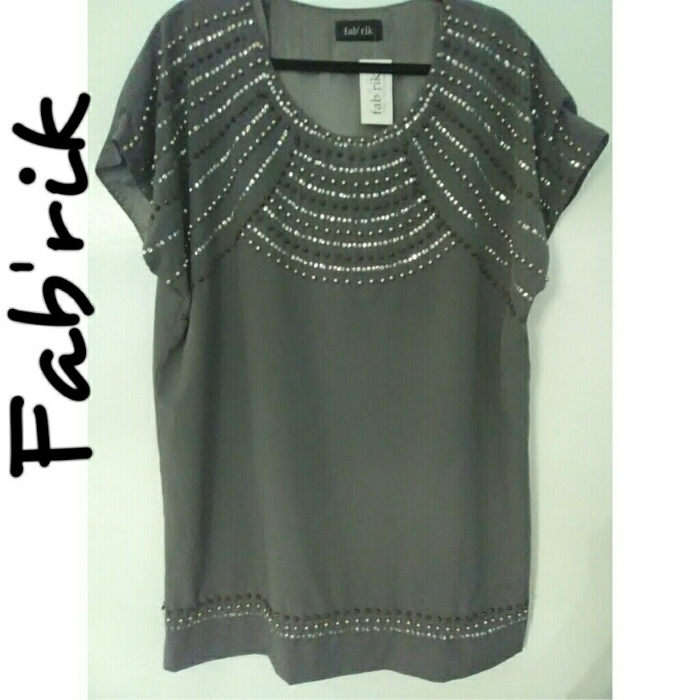 Fab'rik Gunmetal Beaded Mini Dress