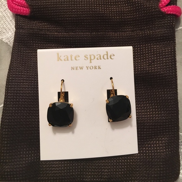Kate Spade faceted square drop earrings black gem - Picture 1 of 3