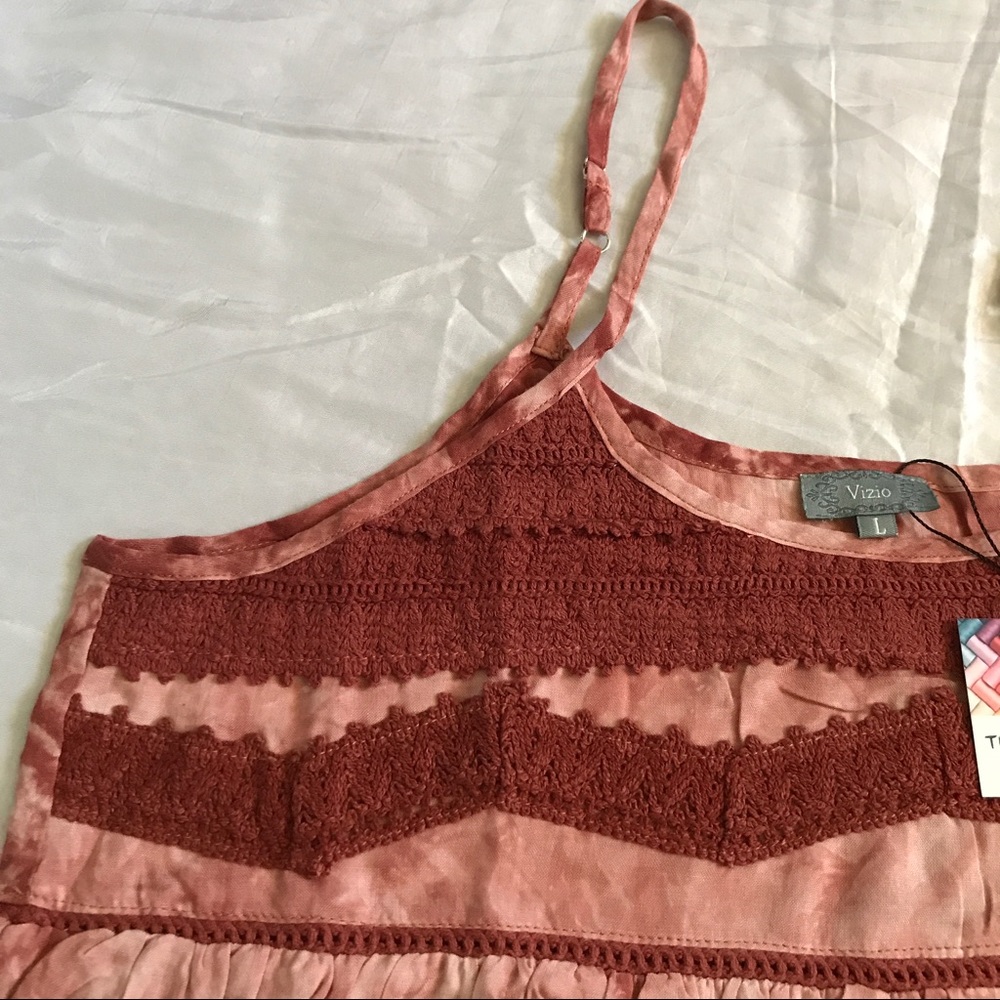 Boho Hippie Festival Crochet Detail Tie Dye Dress - Picture 6 of 7