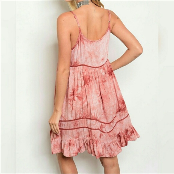 Boho Hippie Festival Crochet Detail Tie Dye Dress - Picture 2 of 7