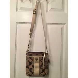 Coach brown, tan, and gold crossbody