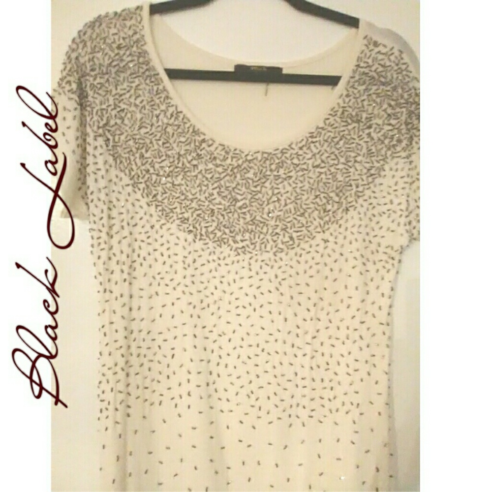 NWOT Black Label Boutique Beaded T Shirt Dress