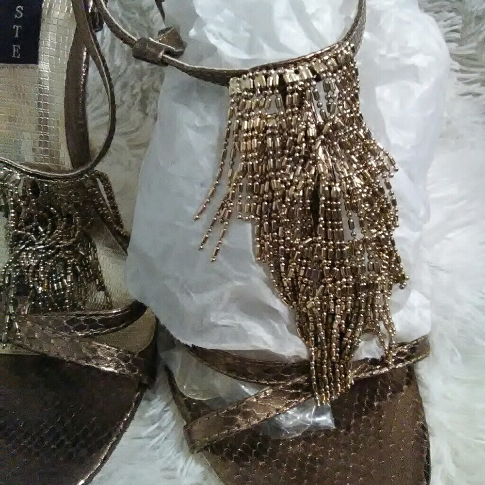 Celeste Beaded Python Sandals - Picture 2 of 3