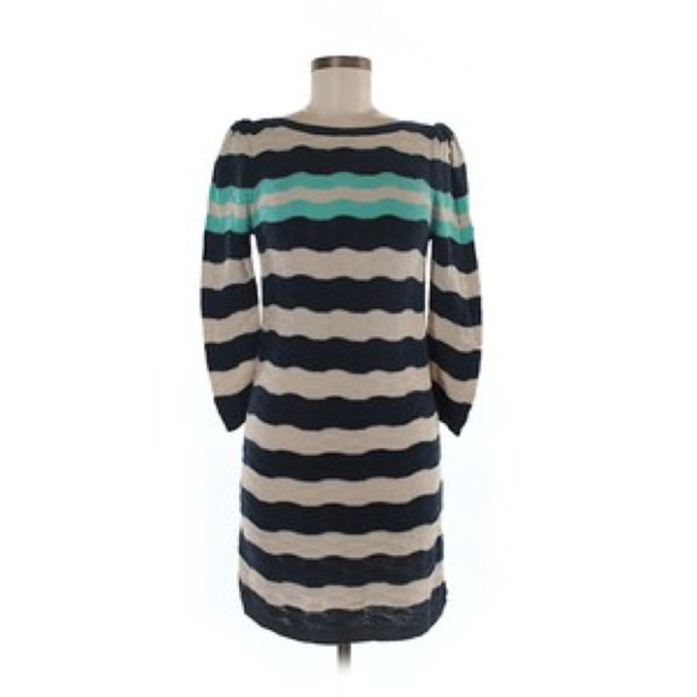 BP Wavy Striped Long Sleeve Sweater Dress