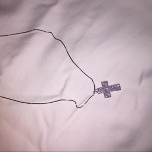 Swarovski pink stud cross necklace!!