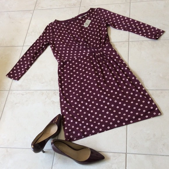LOFT XXSP DOT LONG SLEEVE DRESS NWT - Picture 4 of 6