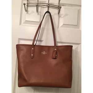 Coach brown leather small tote