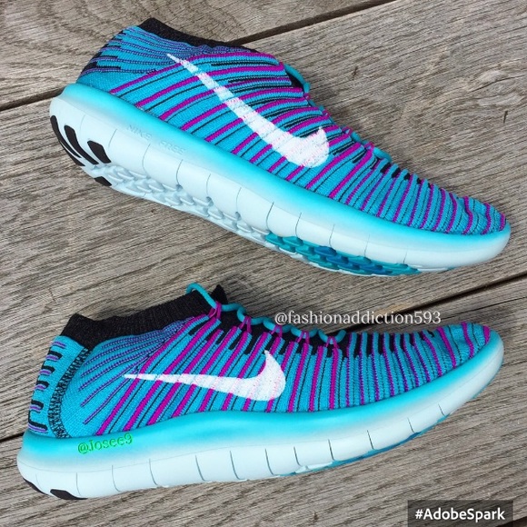 Nike Free Run Motion Flyknit blue Sneakers - Picture 3 of 7
