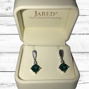 925 Sterling Silver and Emerald Earrings