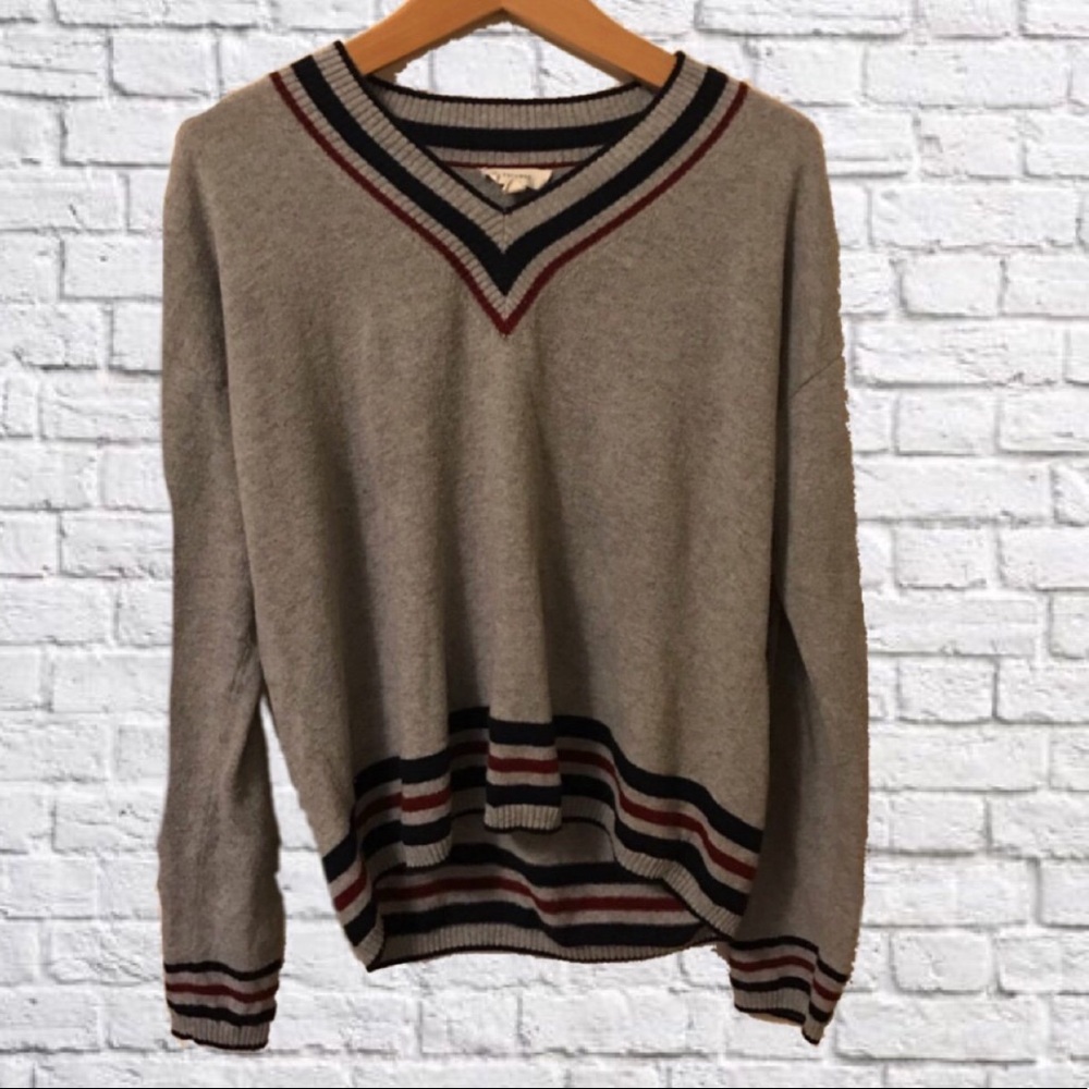 Gray, Maroon, and Navy Vintage Boyfriend Sweater