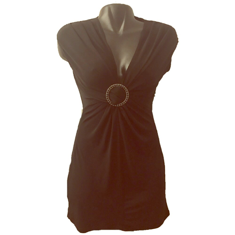 BLACK LOW CUT MINI DRESS