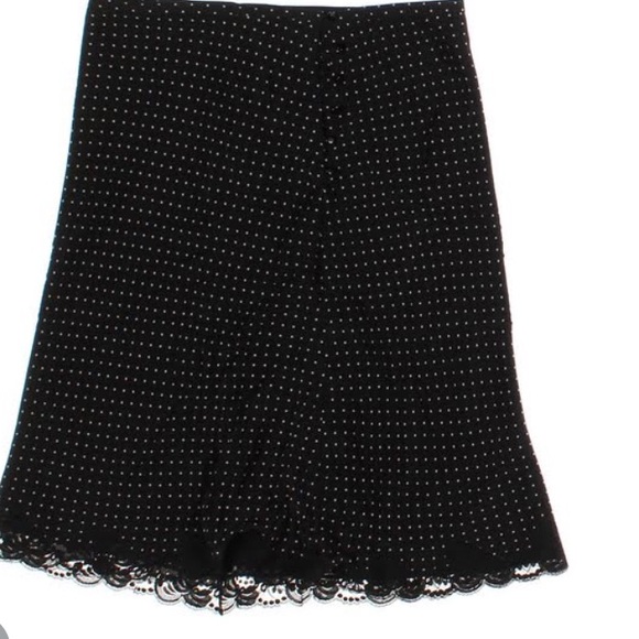 Bcbgmaxazria silk polka dot skirt with lace trim - Picture 1 of 6