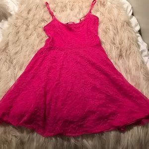 Lace Skater Mini Dress H&M Hot pink