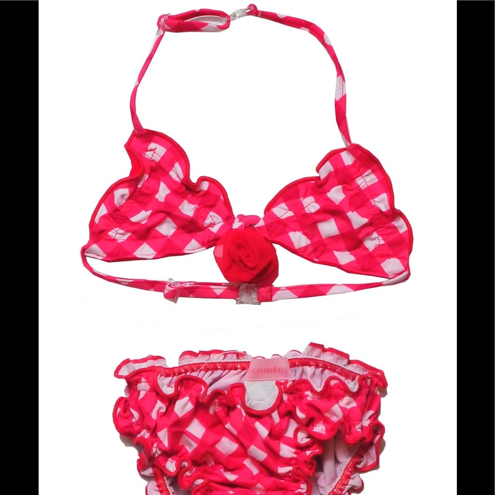 Reversible Vichy Fushia bikini
