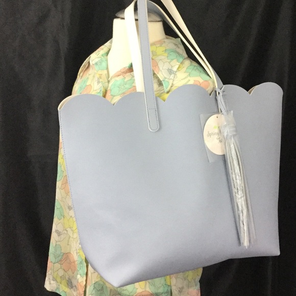 Sally's Handbags - Scalloped blue spring petal Sally's tote bag