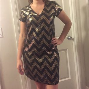 H&M black and gold sequin dress