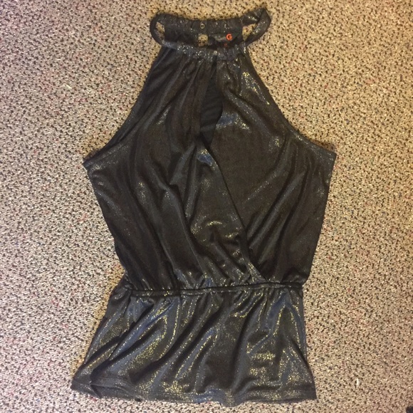 Gold Sparkle Evening Top From G By Guess Fits XS, S, M - Picture 7 of 8