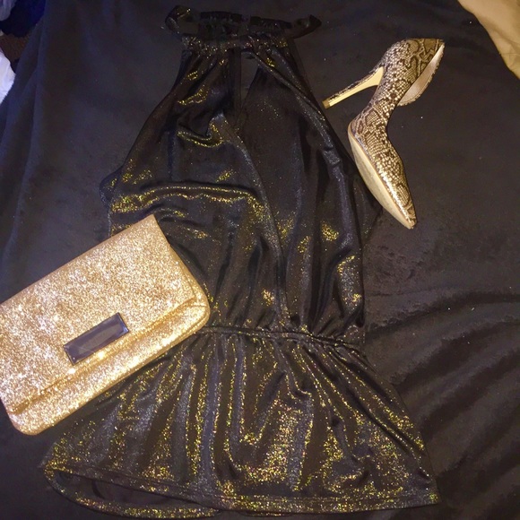 Gold Sparkle Evening Top From G By Guess Fits XS, S, M - Picture 6 of 8