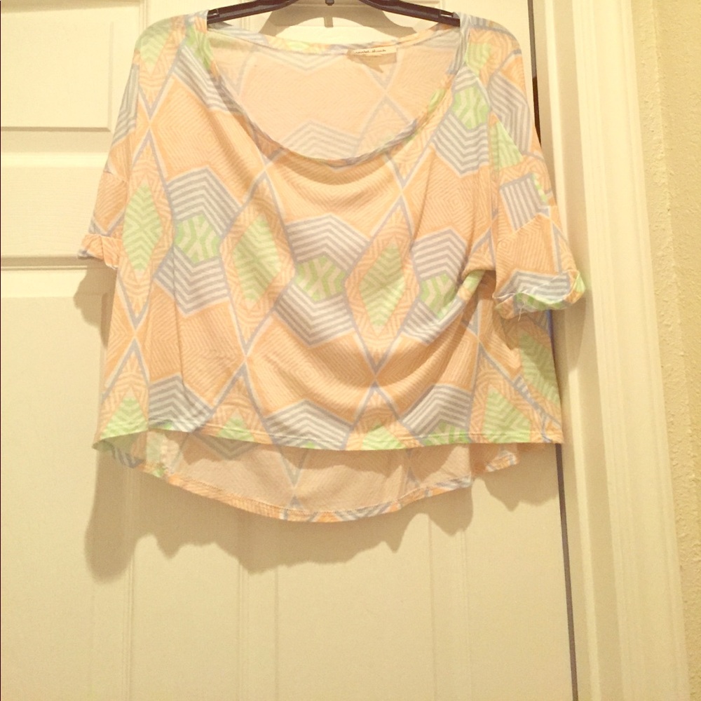 Cute orange, blue, and green crop top!