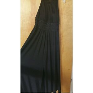 Long, black, keyhole neck formal gown