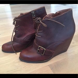 Fossil Leather Wedges/ Booties