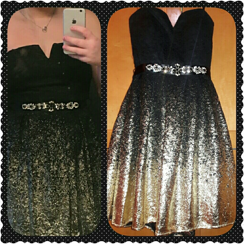 🚫SOLD🚫Windsor black & gold ombre strapless