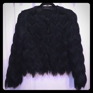 Zara basic fringed jacket with a chevron pattern