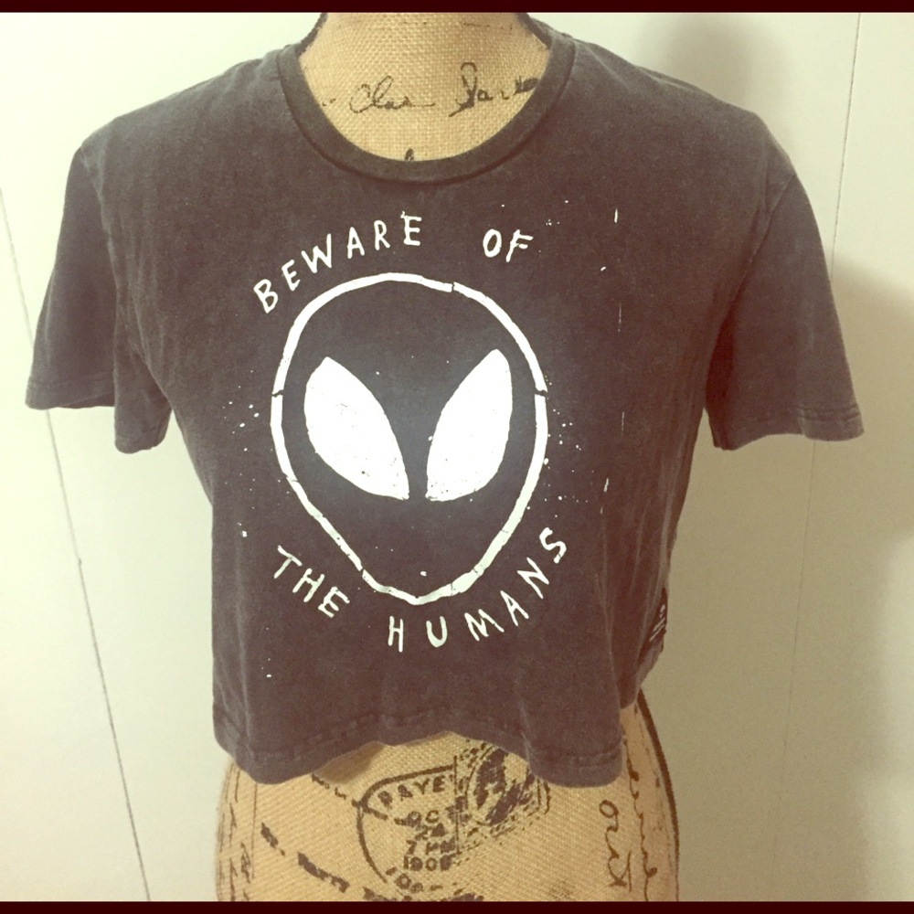 Disturbia "Beware of the Humans" large crop top