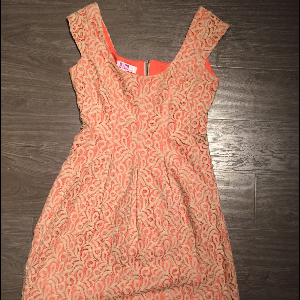 Coral and tan sundress