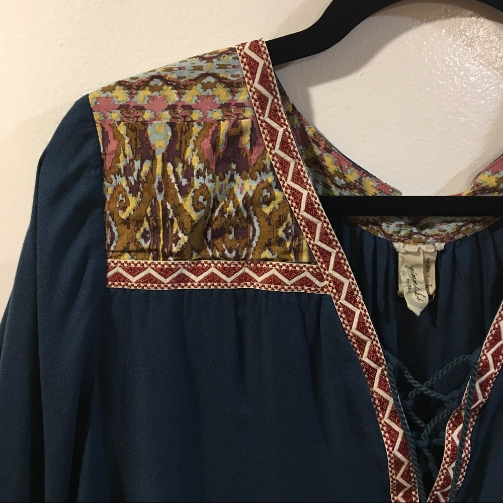 Gimmicks by BKE • Lace-Up Top in Cobalt • - Picture 3 of 8