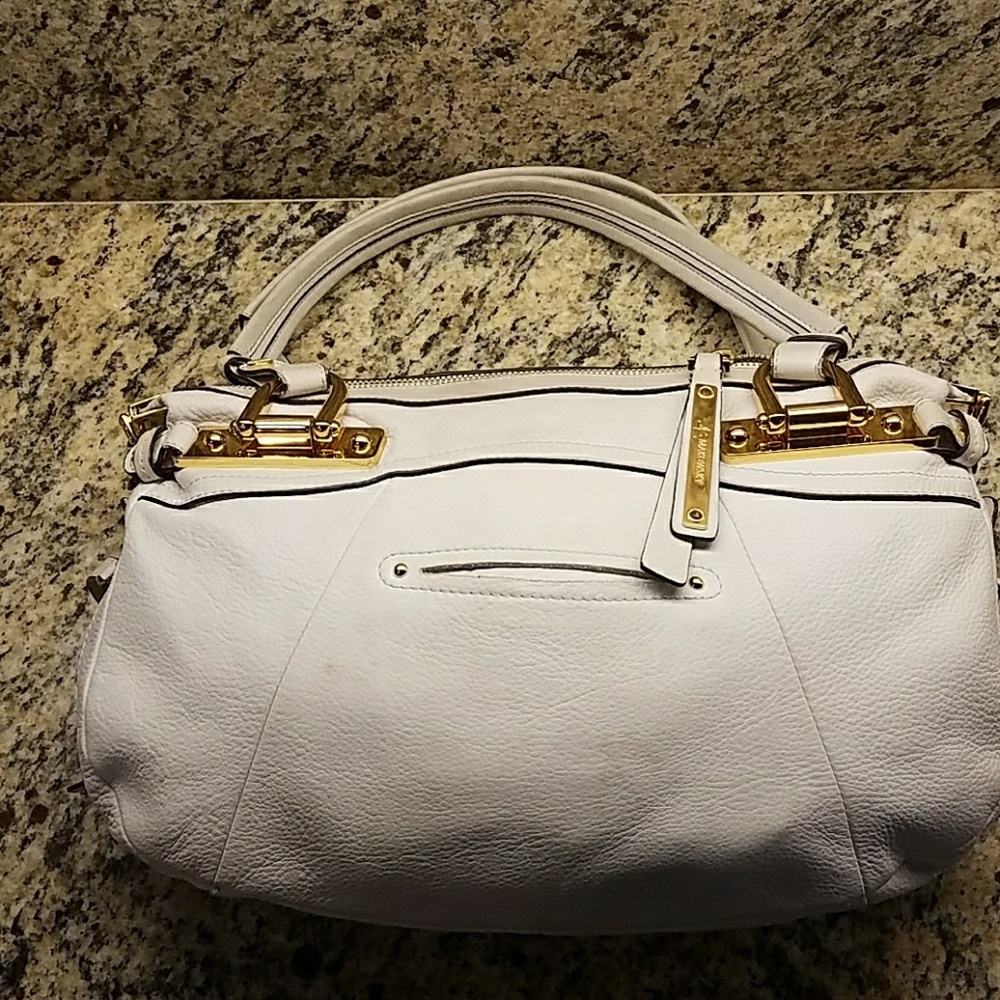 Womens White/Gold Leather Purse
