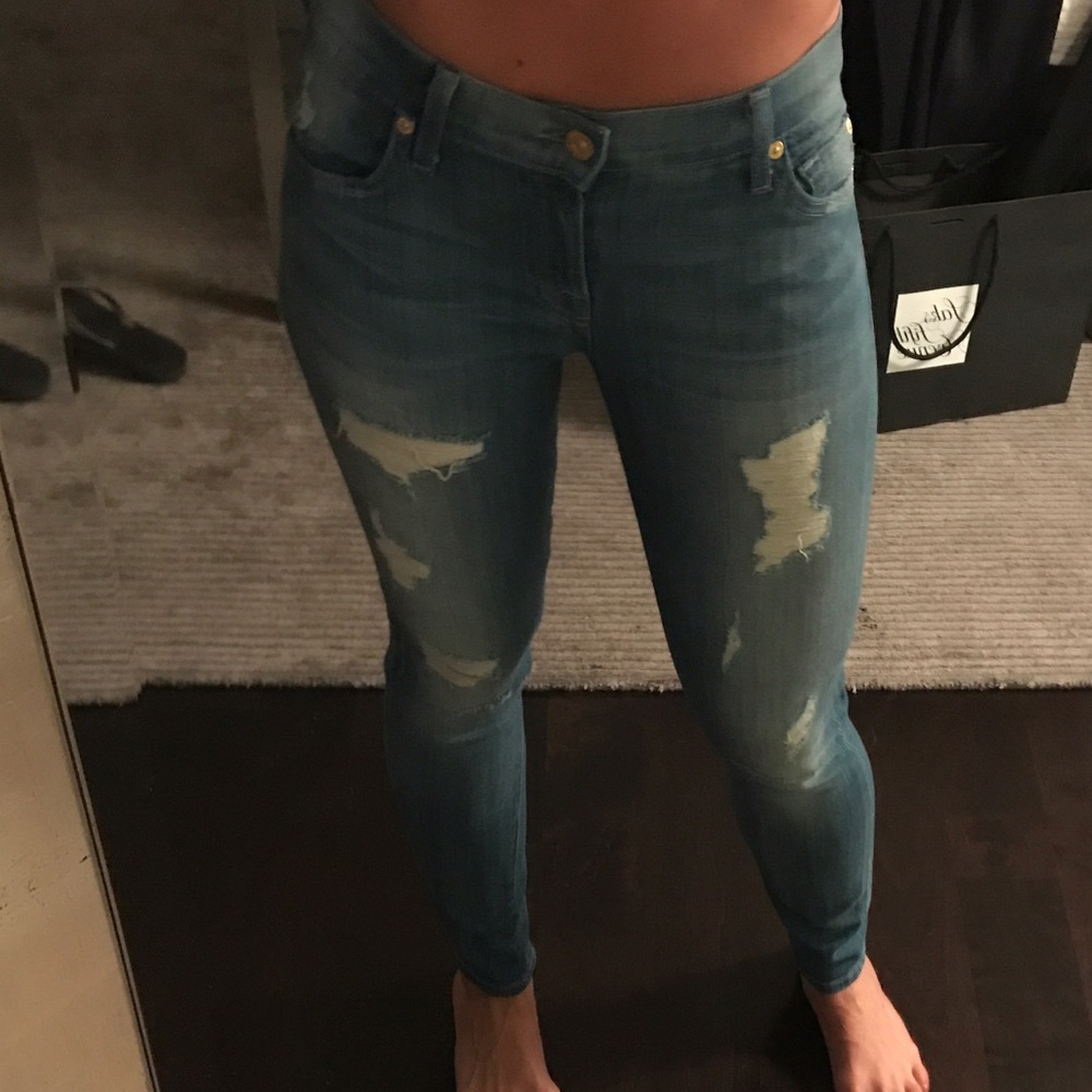 7 for all mankind destroyed jeans, size 24