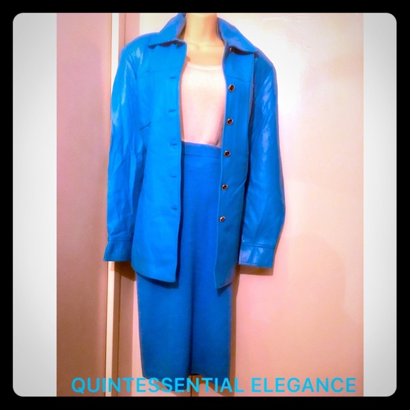 ST. JOHN Ice Blue Leather Jacket - Picture 5 of 8