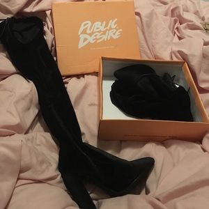 Velvet Thigh High Boots from Public Desire