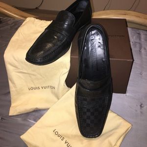 Louis Vuitton Black Leather Damien Pattern Loafers