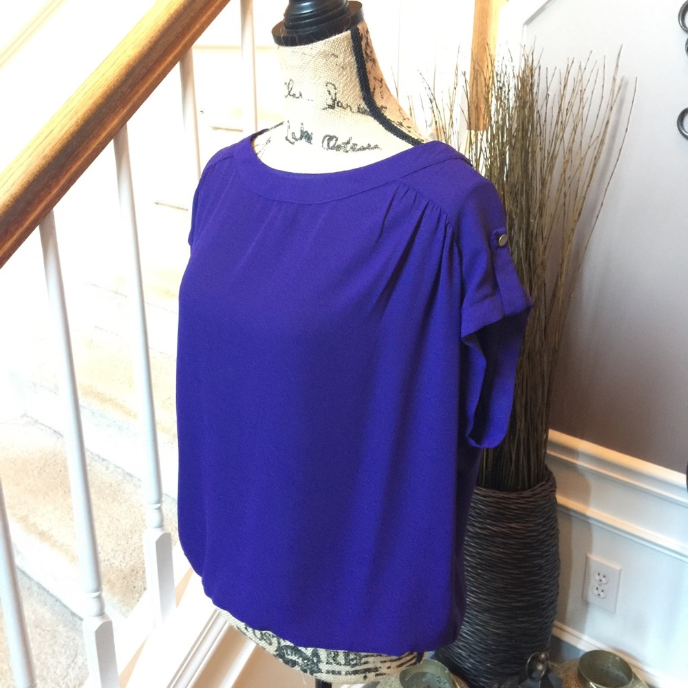 Purple Keyhole Chiffon Top