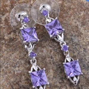 Simulated Diamond purple blue platinum brass.