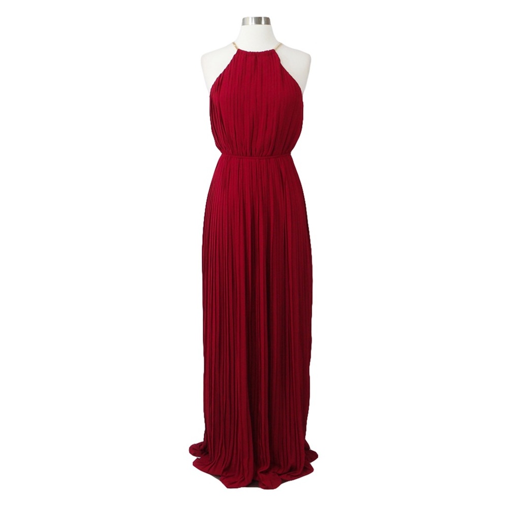 ❗️FINAL PRICE❗️Dark Red Halter Pleated Maxi Dress - Picture 5 of 7